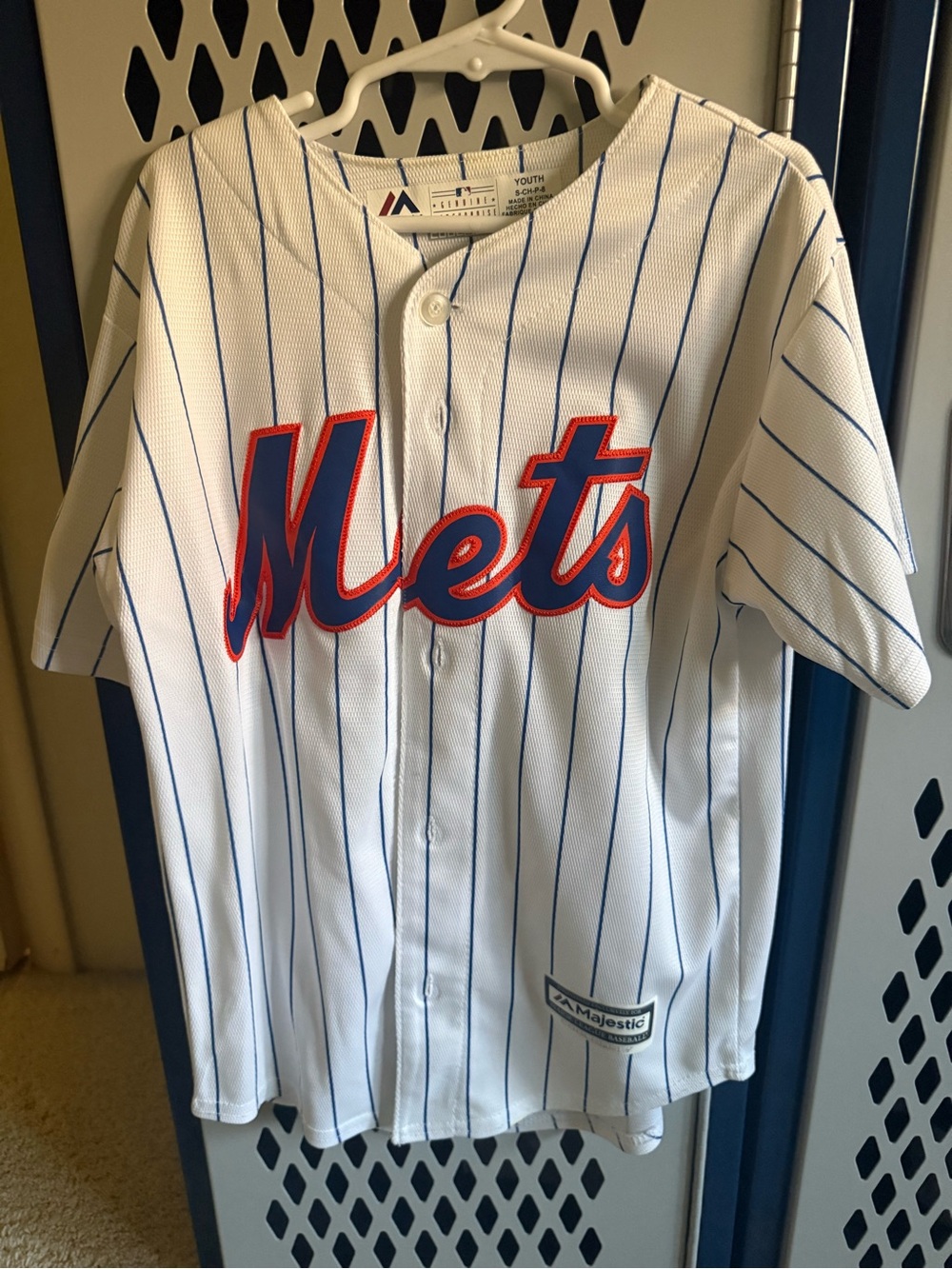 Authentic Majestic White Pinstripe "World Series" Patch Jersey